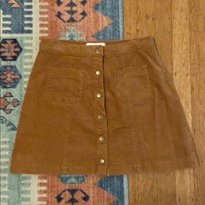 Suede tan button skirt